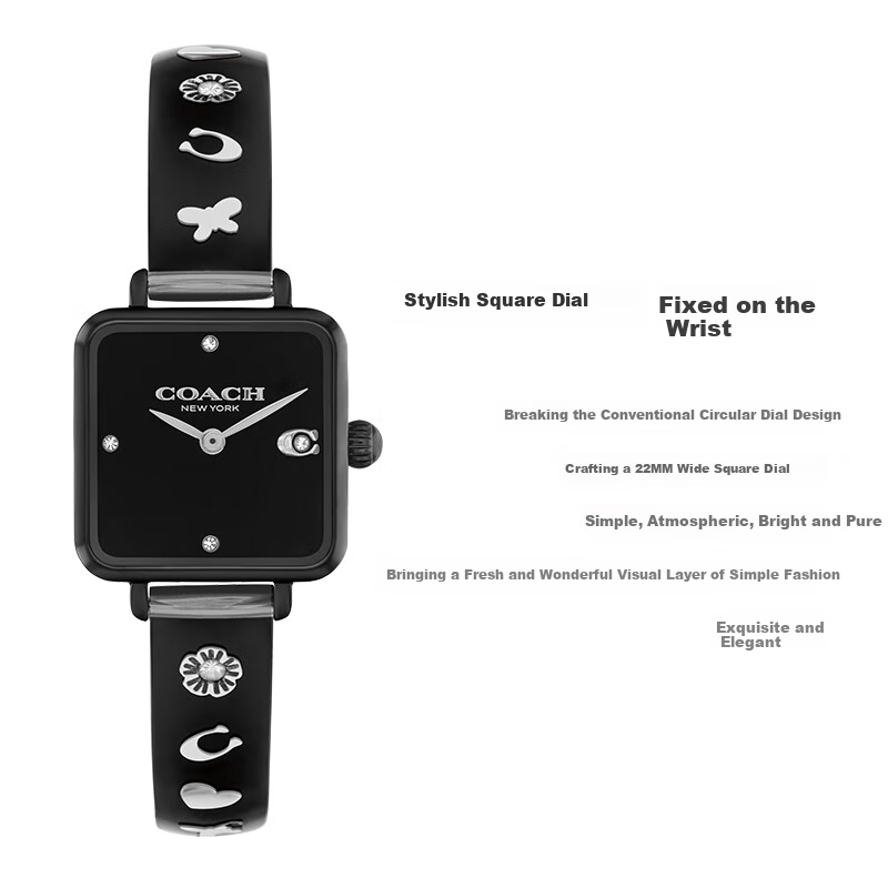 COACH CASS Series Classic C Logo Resin Strap Watch