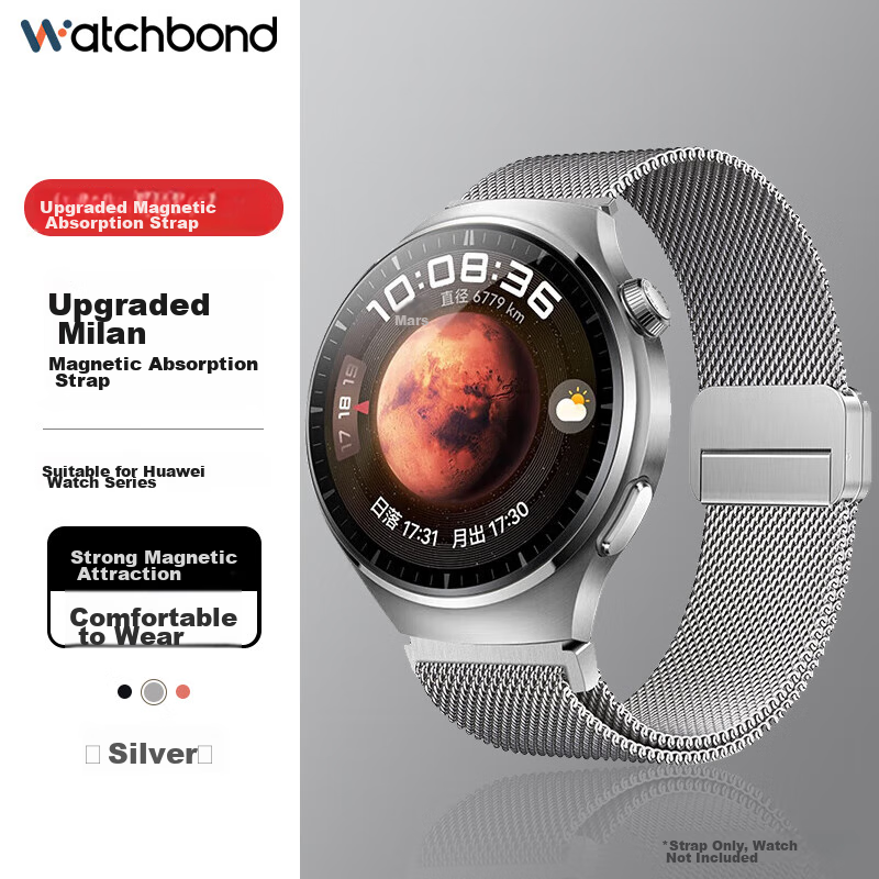 Watchbond Compatible Huawei Watch Strap - Milan Black