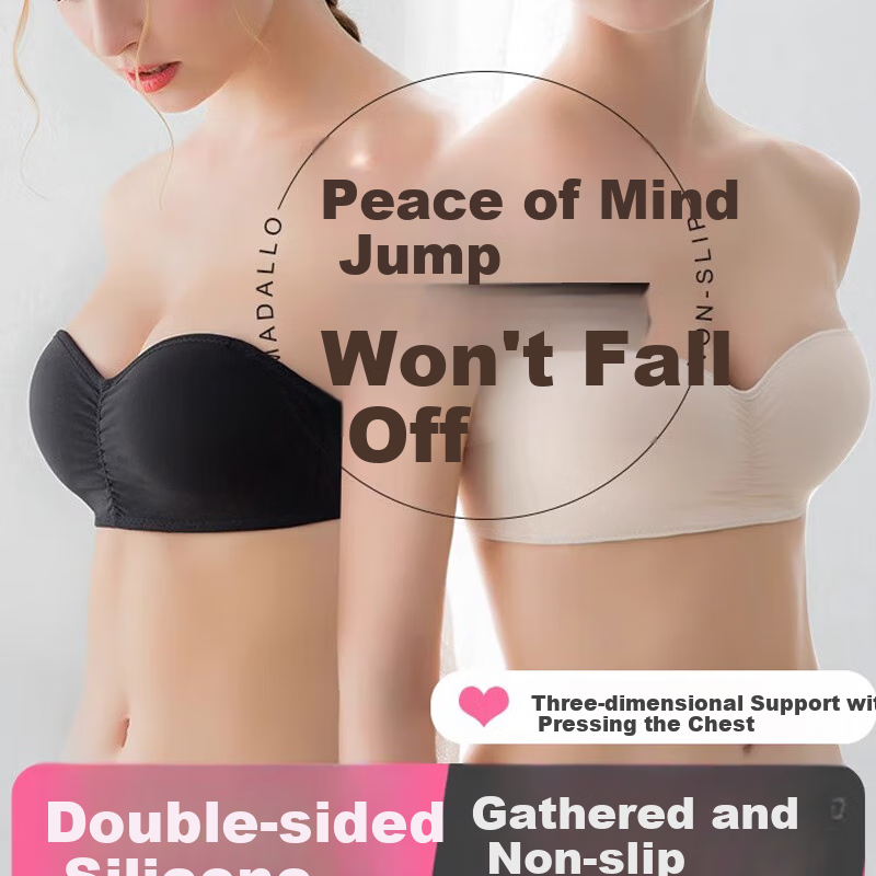 Bejirog Wireless Push-Up Strapless Bra for Small Breasts