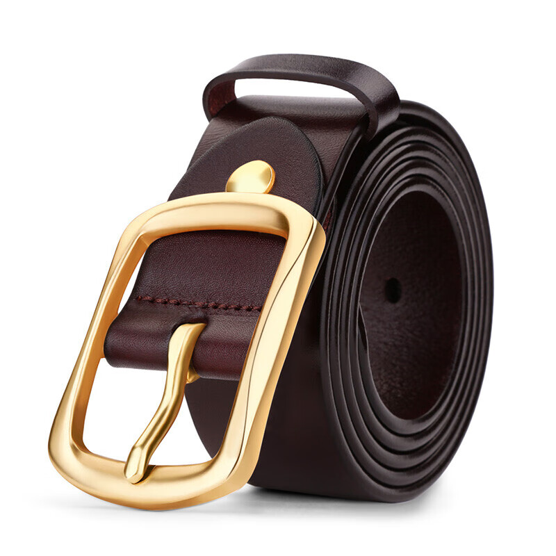Cattlesboss Men's Genuine Leather Belt with Copper Pin Buckle
