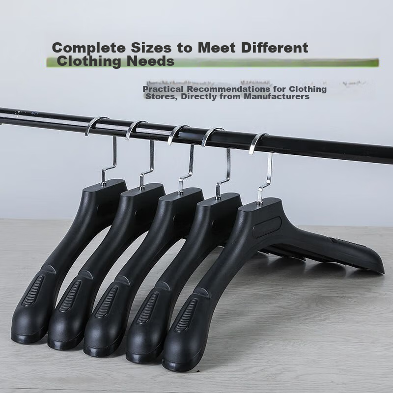 MENGTING Seamless Plastic Clothes Hangers, Black, 10-Pack