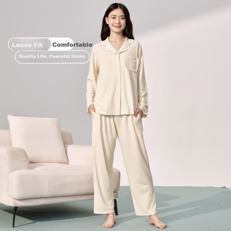 Yiershuang Women's Cardigan Pajama Set