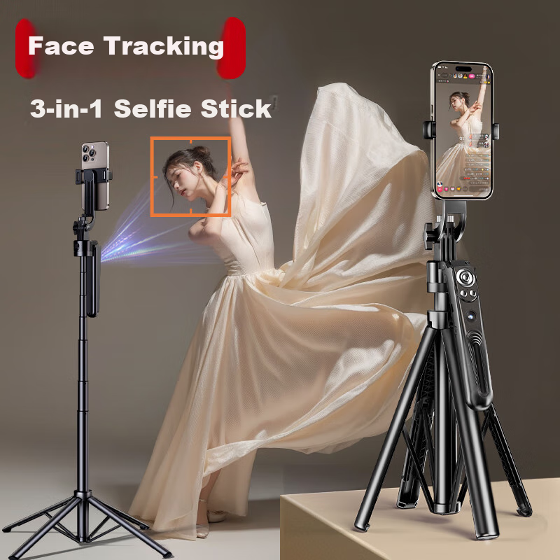 CRENOV AI Selfie Stick with 360-Degree Rotation