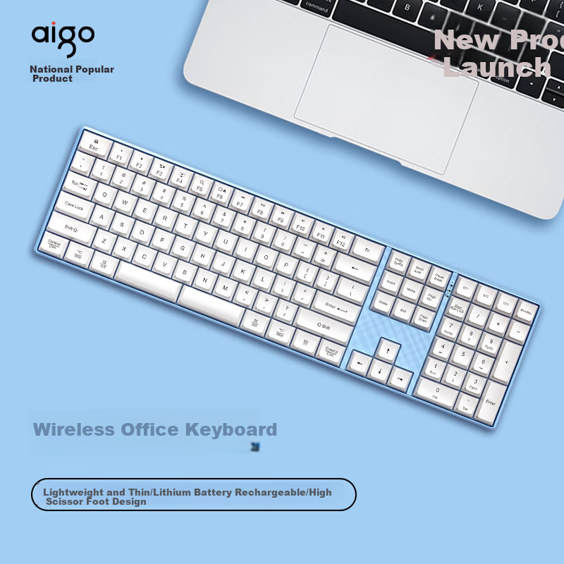 Aigo V610 Blue Quiet Wireless Keyboard