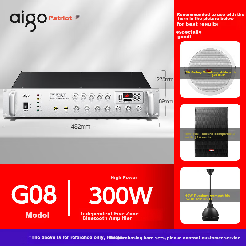 Patriot G08 300W 5-Zone Bluetooth Amplifier