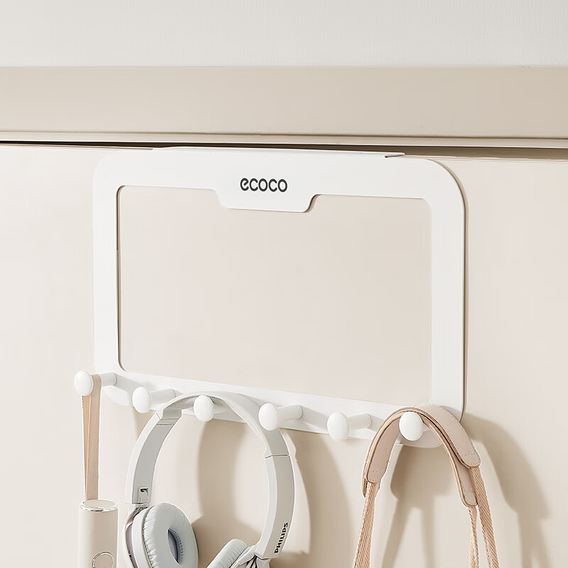 Ecocoyikeke No Drilling Door Hook with 6 L-Shaped Hooks