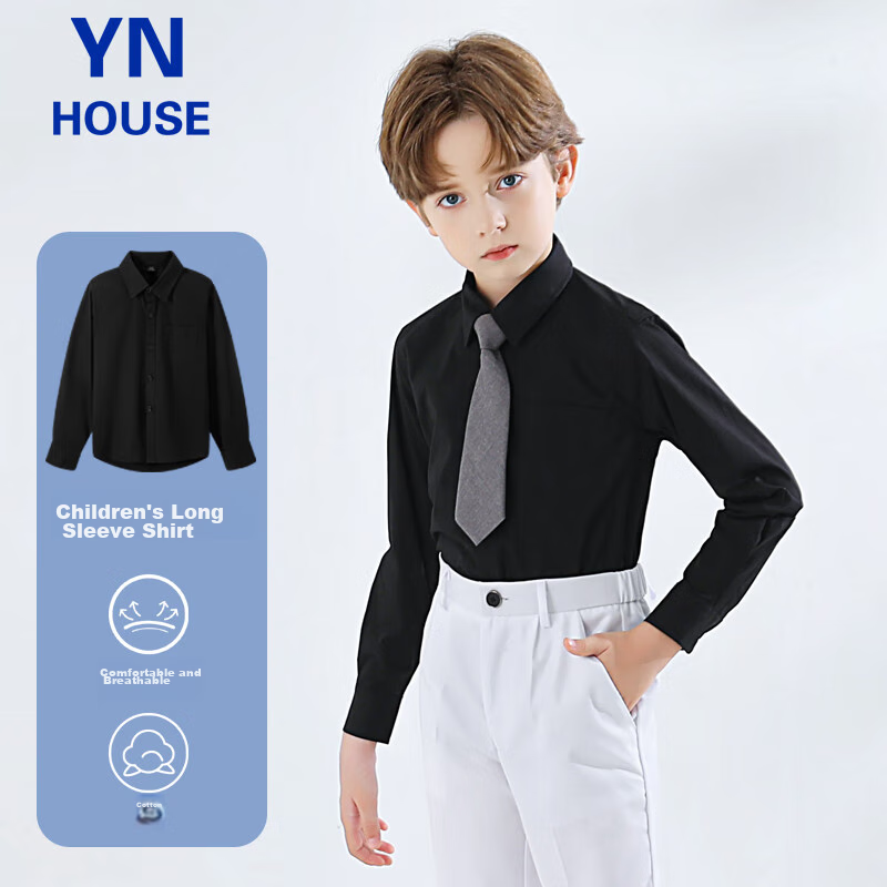 Yinuofang Kids White Long Sleeve Shirt with Pocket