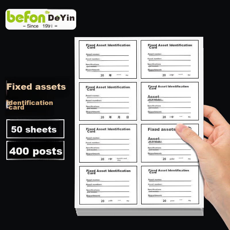 Befon Fixed Asset Labels - 50 Sheets, 400 Stickers