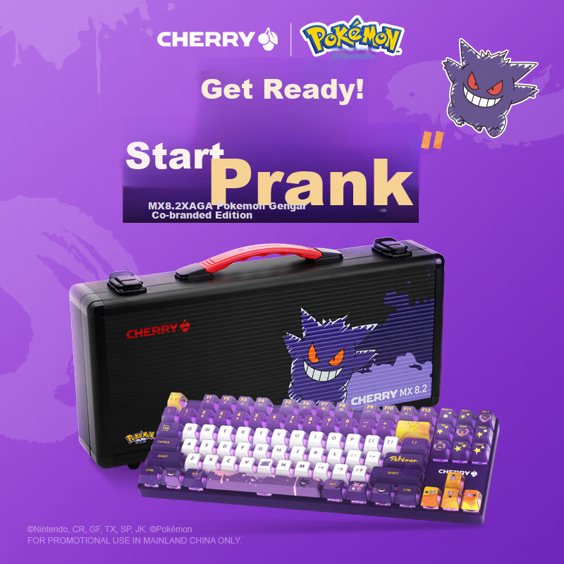 CHERRY MX8.2 XAGA Pokemon Gengar Keyboard - Tri-Mode Mechanical