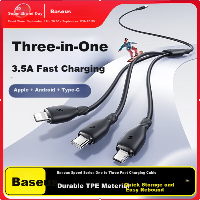 Baseus 3-in-1 Data Cable for Apple & Android
