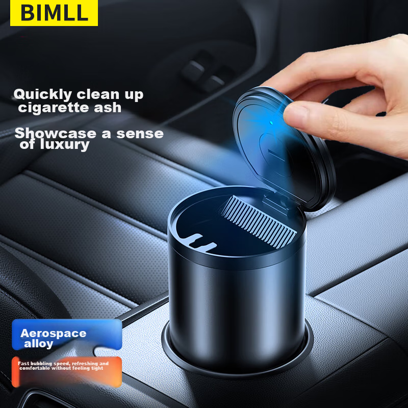 BIMLL B Premium Car Ashtray with Anti-Spitting Lid
