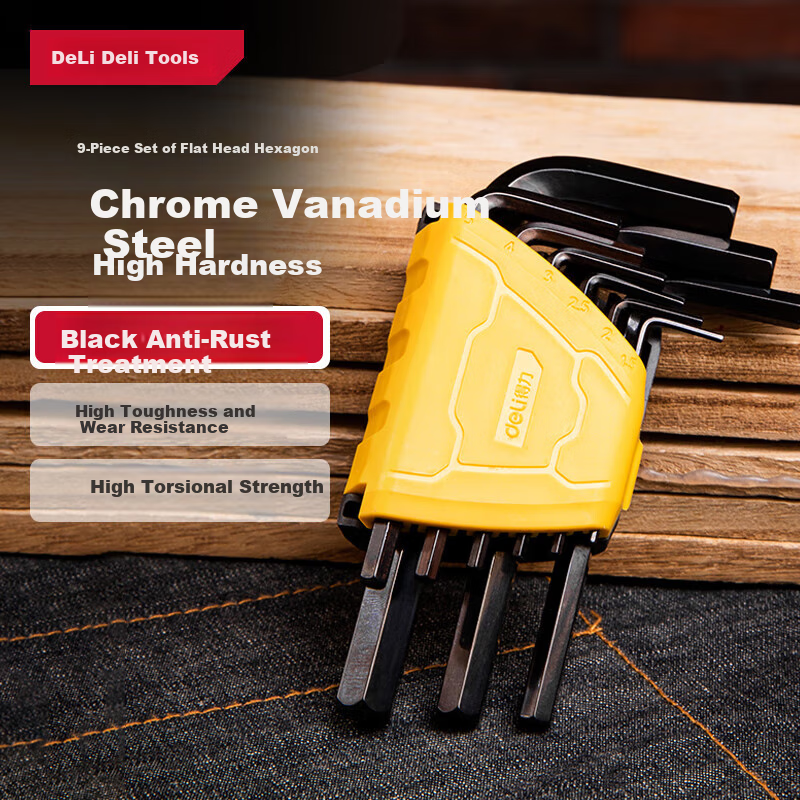 Deli Black Anti-Rust High-Hardness Hex Key Set