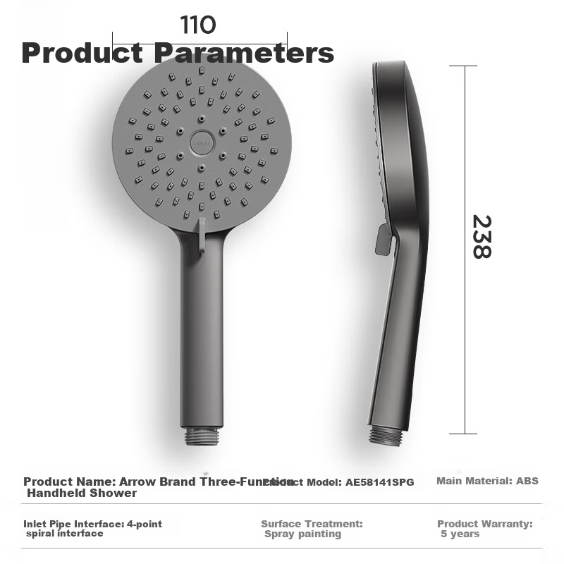 ARROW Gun Gray Pressurized Handheld Shower Head