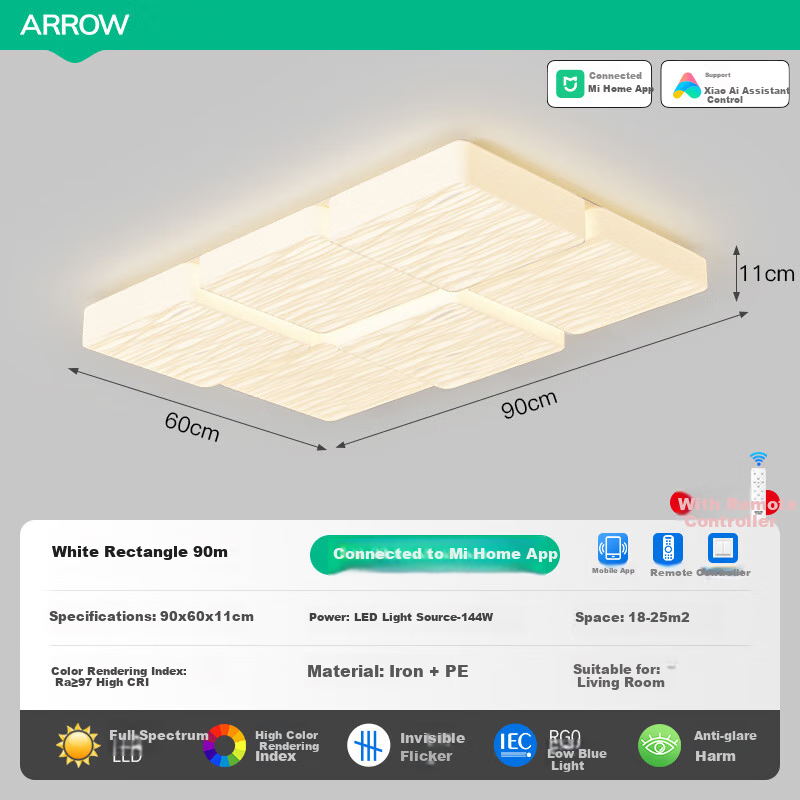 ARROW Panel - Full Spectrum Ceiling Light, Smart Control