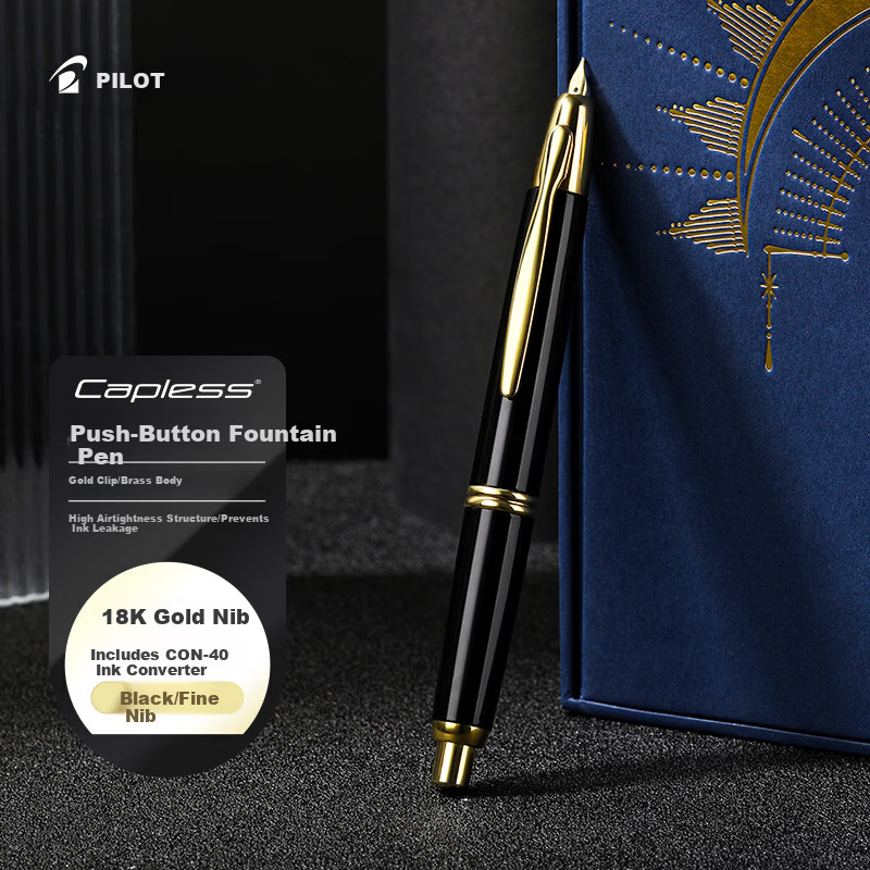 PILOT CAPLESS Retractable Fountain Pen Gold Clip