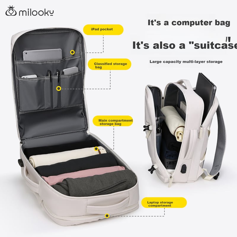 Milooky Large Capacity Backpack - 16-Inch Commuter Bag