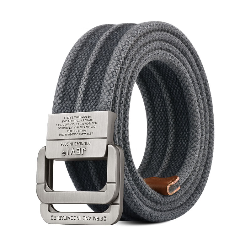JEVI Men's Gray Casual Double-Buckle Belt