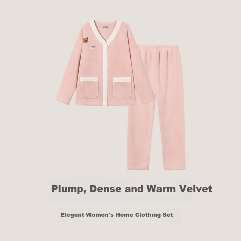 Schiesser Women's Thick Pajamas - Soft Fleece Sleepwear Set