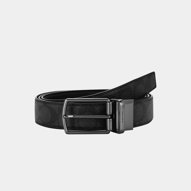 COACH Men's Reversible Black and Gray Leather Belt