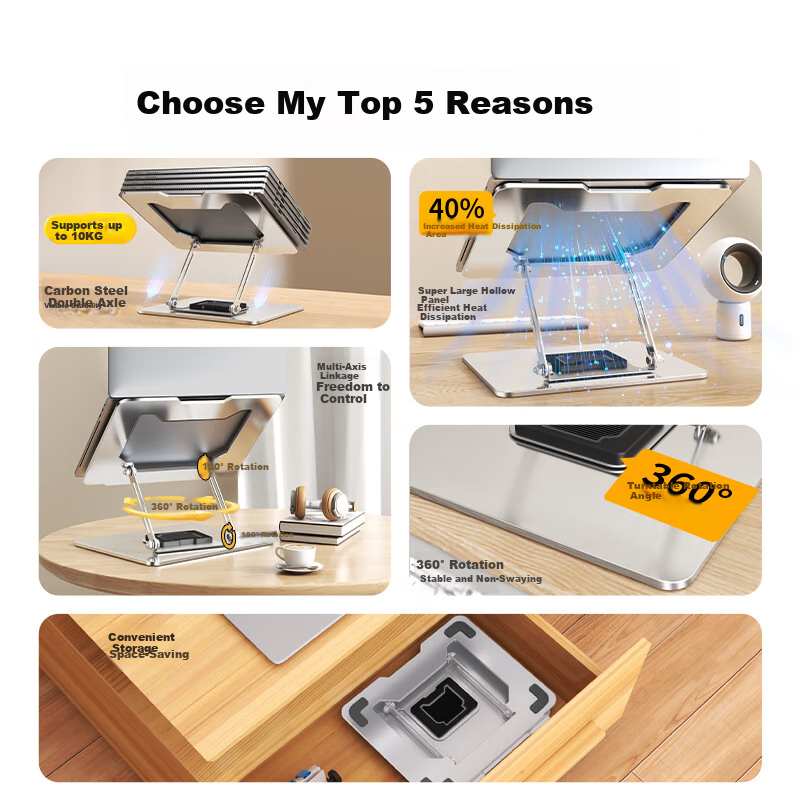 ATSCORE 360° Foldable Laptop Stand with Cooling
