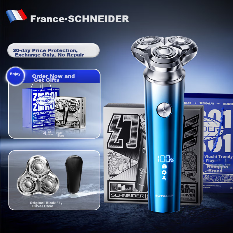 SCHNEIDER Electric Shaver - Washable Rechargeable Beard Trimmer