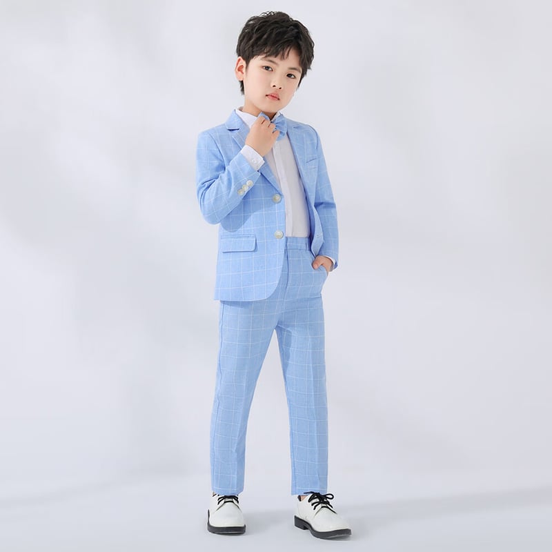 LUOBOBEIBEI Boys' Plaid Suit Set