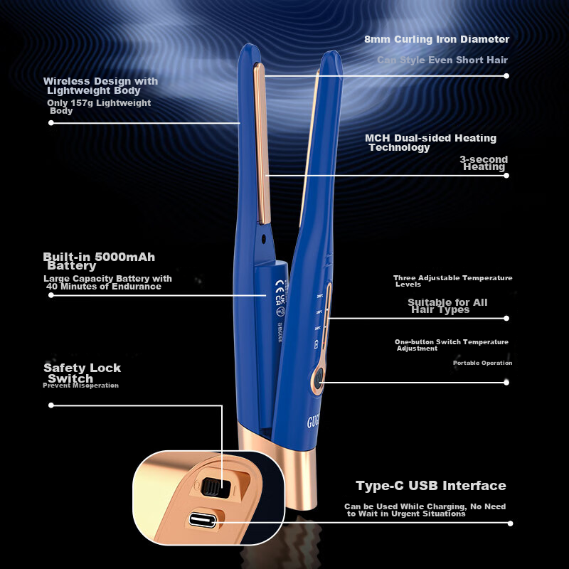 GUGE Men's Wireless Hair Clipper for Quick Styling