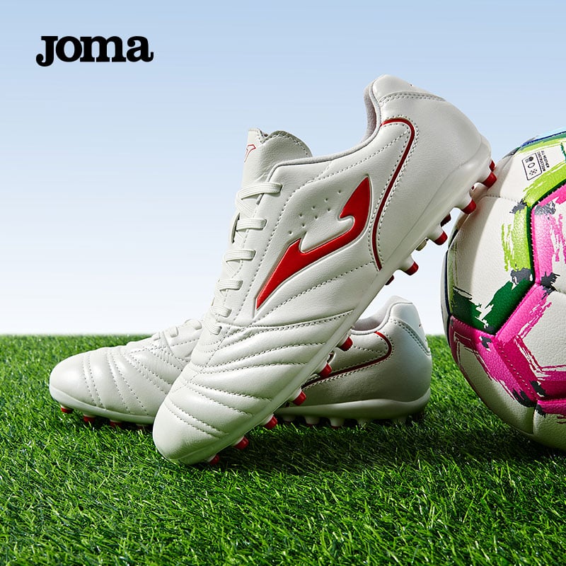 JOMA Kangaroo Leather Soccer Shoes - White and Red