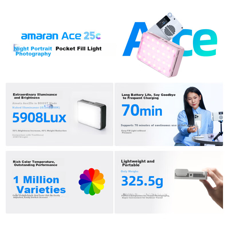 Aputure Aimonla ACE 25C Full-Color Fill Light