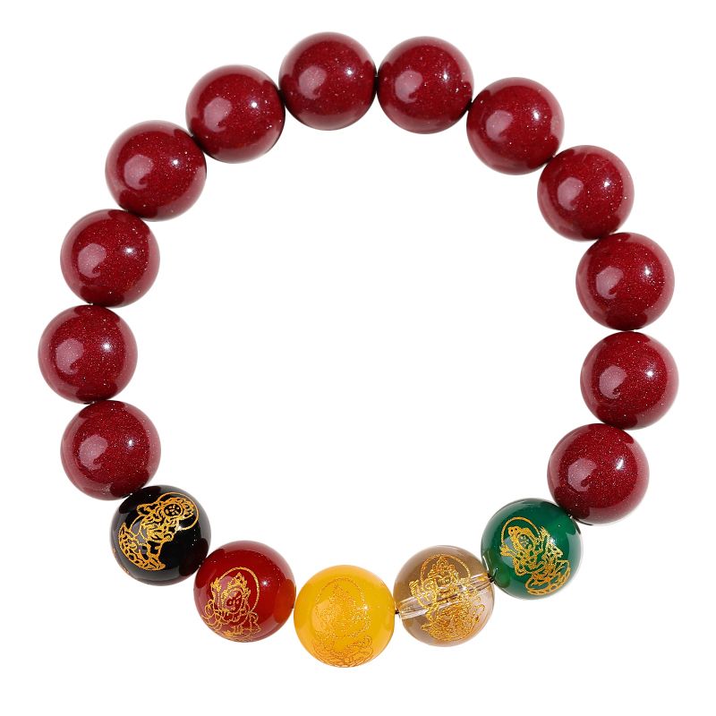 MANHE Cinnabar Wuluo Cai Shen Bracelet for Men Women