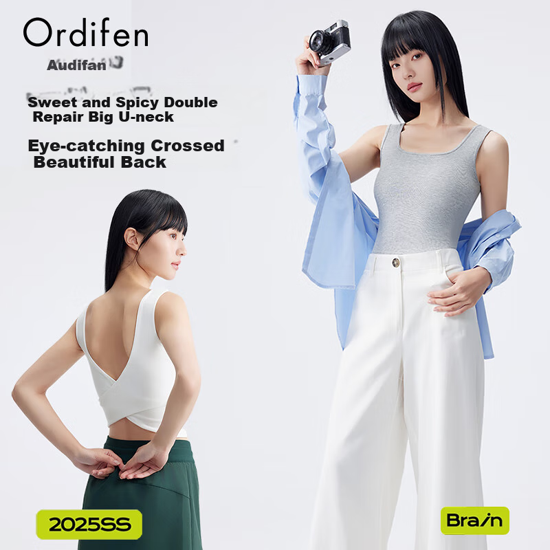 Ordifen Women's Cross-Back Camisole with Bra Pads