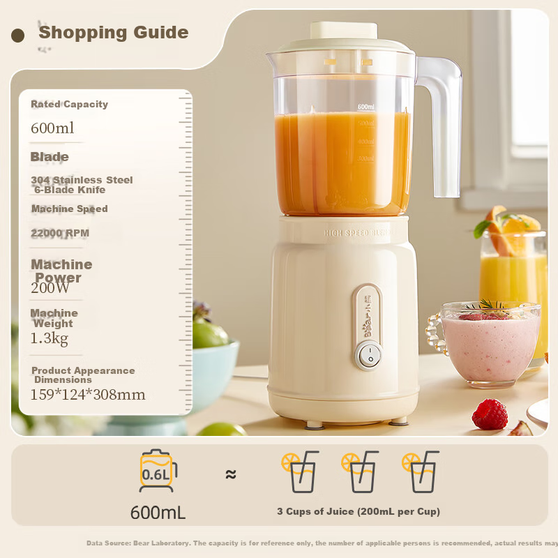 Bear Juicer Blender - 0.6L Multi-Functional Electric Juicer