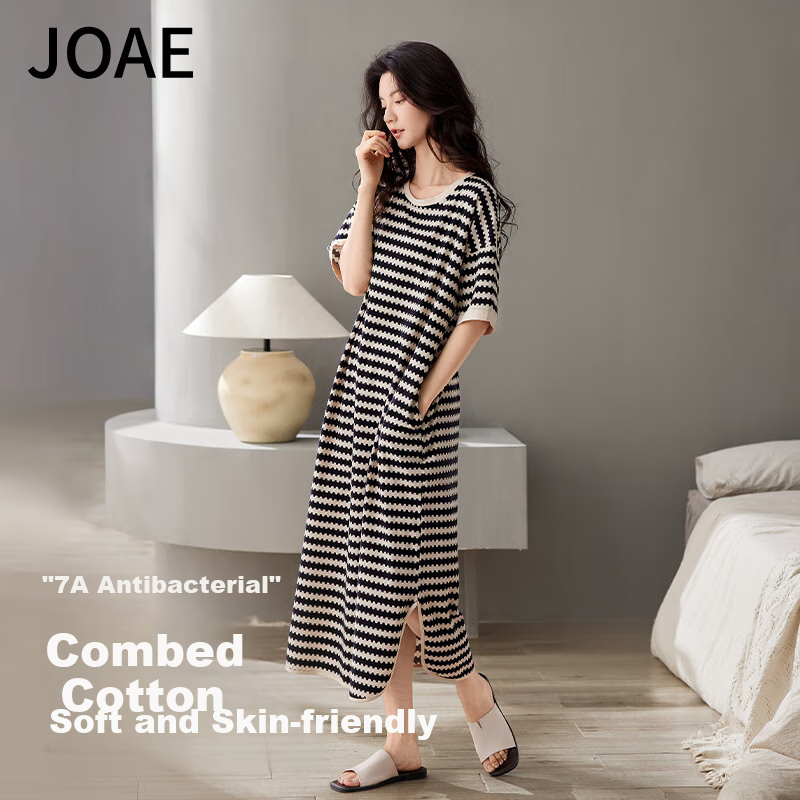 JOAE Striped Cotton Nightgown for Women