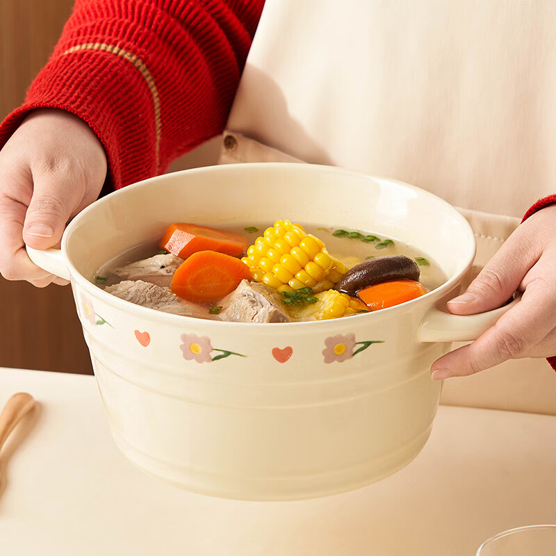 Youlaifu Double-Handled Ceramic Soup Bowl - Violet