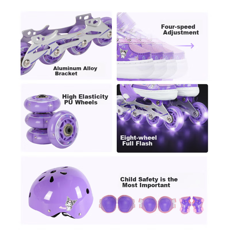 Mesuca & Kuromi Co-Branded Light-Up Roller Skates for Kids