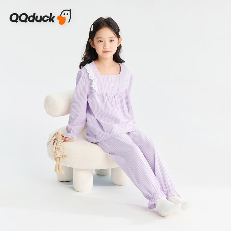 QQ DUCK Girls' Gradient Ruffle Pajamas