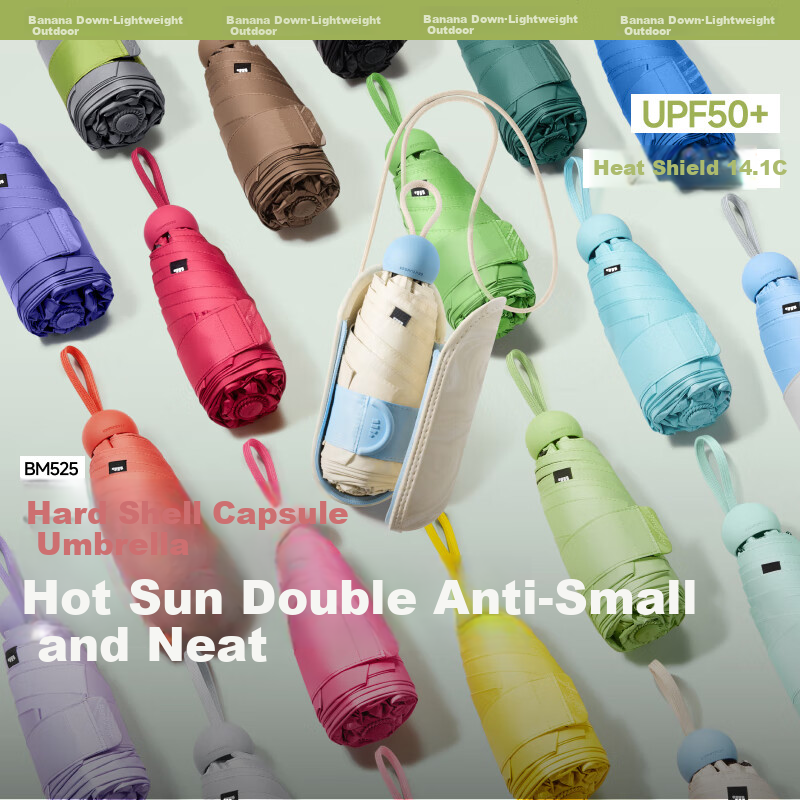 Beneunder UV Folding Umbrella with Black Gel Capsule