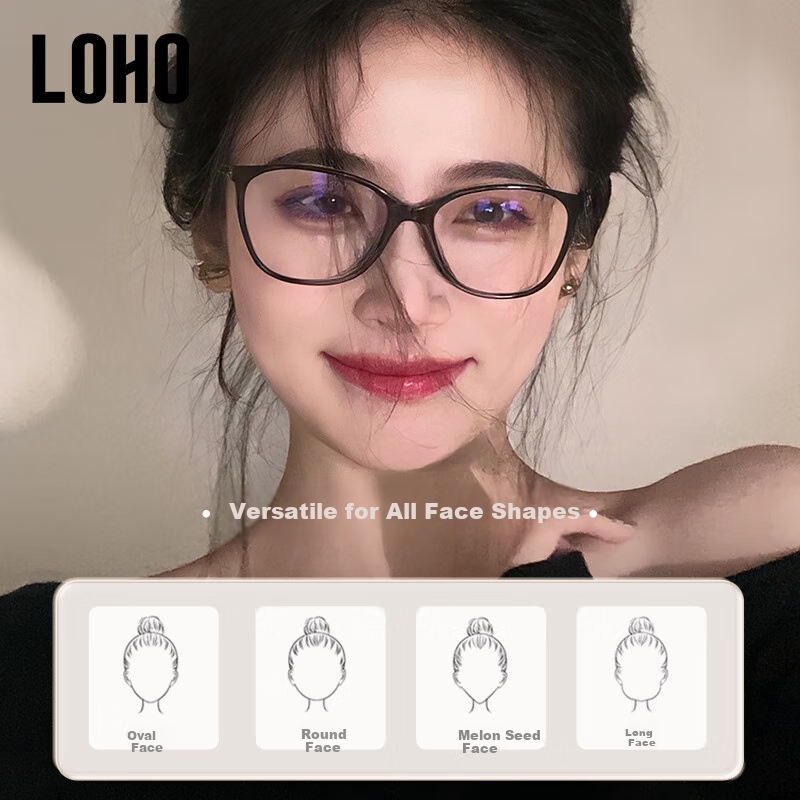 LOHO New 2024 Cat Eye Glasses for Women Anti-Blue Light