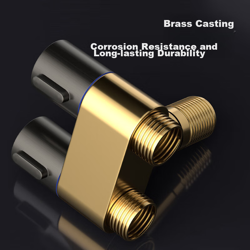 MEJUE Dual Outlet 1/2-Inch Brass Angle Valve for Washing Machine