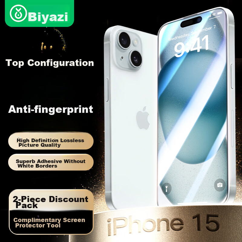 BIAZE Enhanced Electroplated Tempered Glass for iPhone 15 Plus and 16 Plus