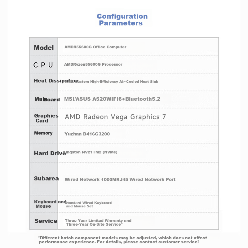 AMD Ryzen R5-5600G Desktop Computer with MSI P60