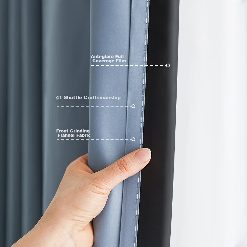 Jingdong Jingzao Black And Light Blue Blackout Curtains