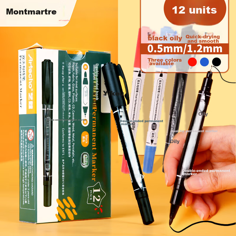 Mont Marte Dual-Tip Black Oil-Based Marker Pen