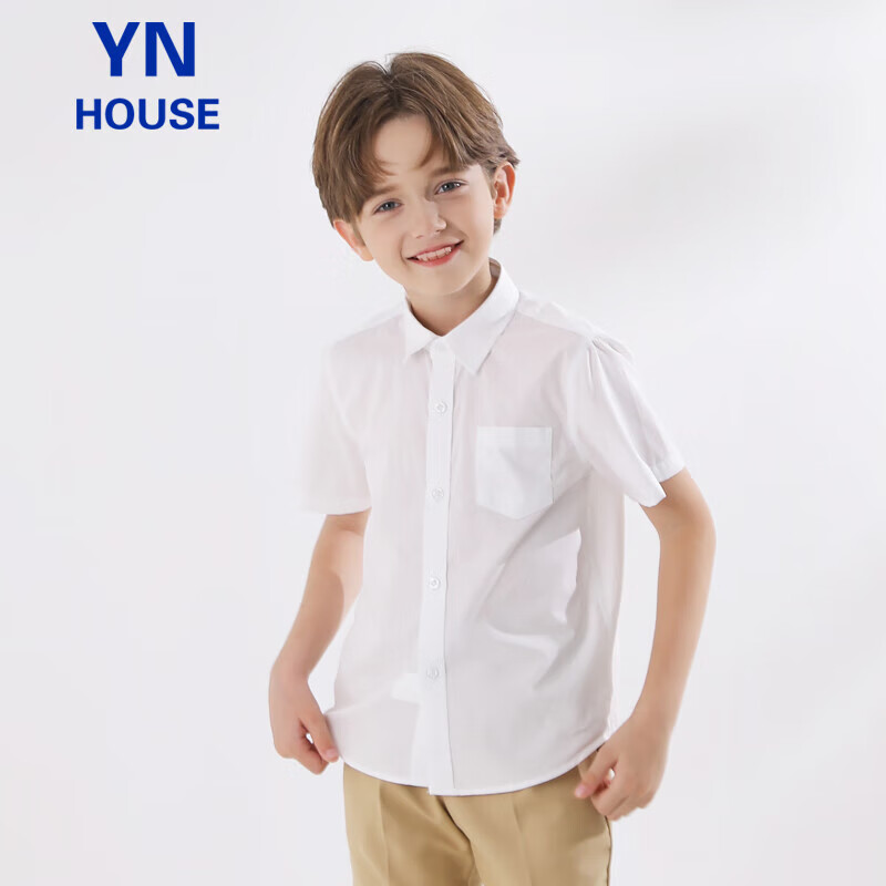 Yinuofang Kids White Short-Sleeve Dress Shirt Summer 140CM