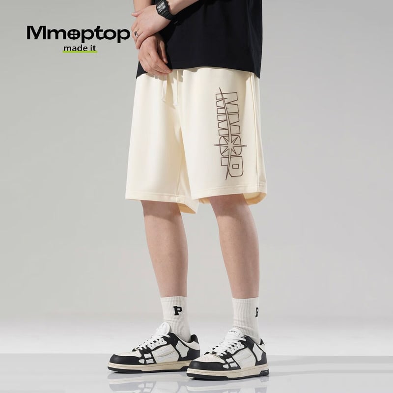 MMOPTOP Trendy Printed Men's Summer Shorts - Apricot M