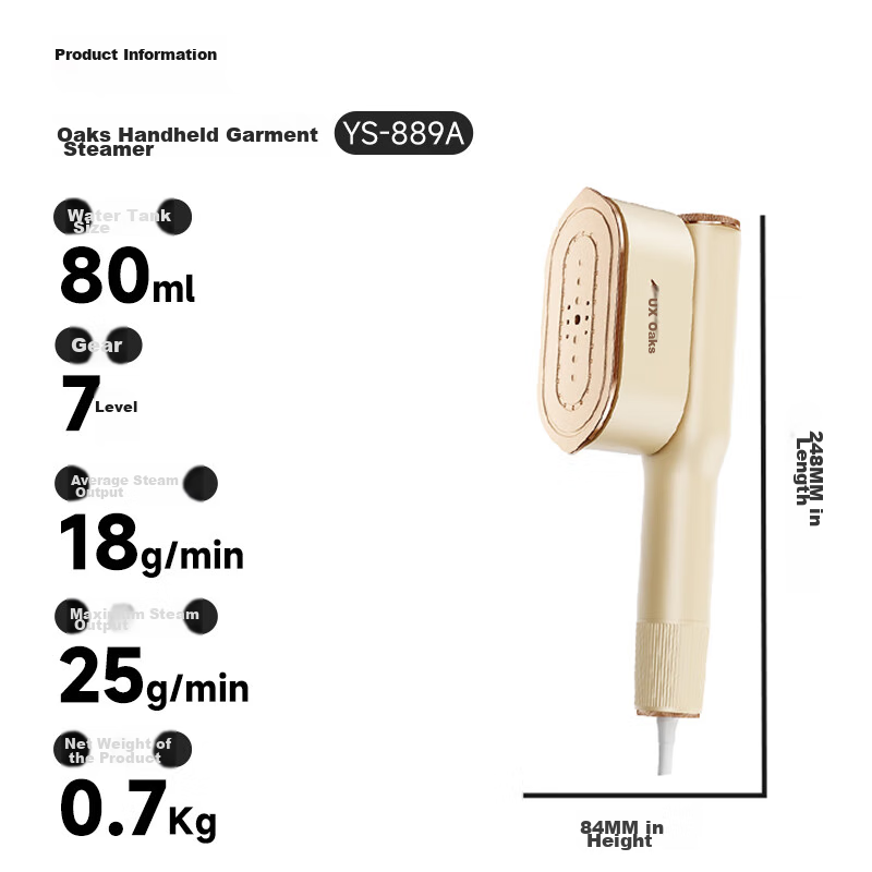 AUX Handheld Garment Steamer - 5-Speed, 38g/min Output