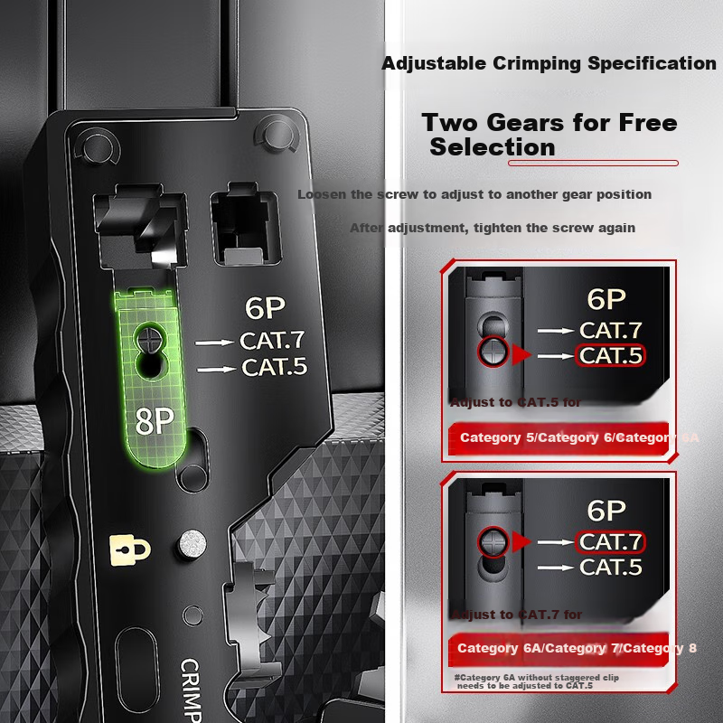 AMPCOM Cat7 Cable Crimper with Wire Stripper - Green