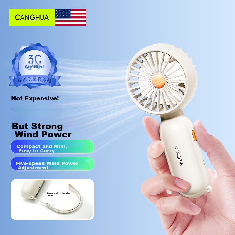 CangHua Handheld Mini Fan - Strong Airflow & Long Battery Life