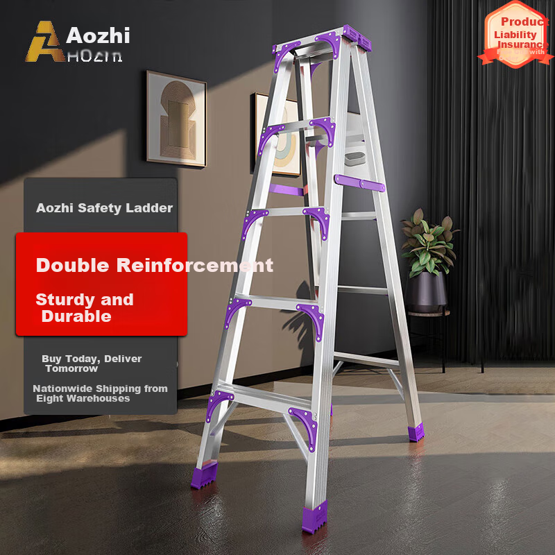 AOZHI Ladder - Double-Sided Reinforced Folding Aluminum Ladder