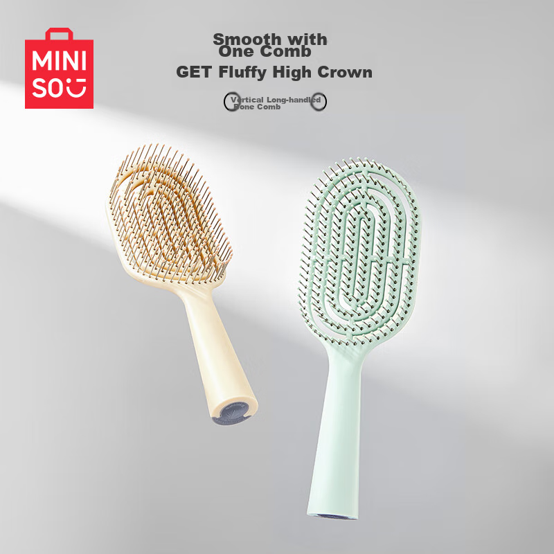 MINISO Upright Long-Handle Bone Comb - Green